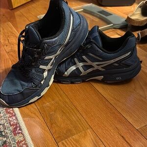 ASICS Men's Navy and Silver Athletic Shoes